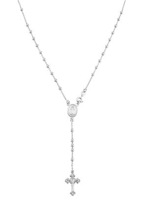 Miabella Italian 925 Sterling Silver or 18K Gold Plated Rosary Beads Cross Y Necklace Chain for Length 24 Sterling No Gemstones Women, Inches, Silver,