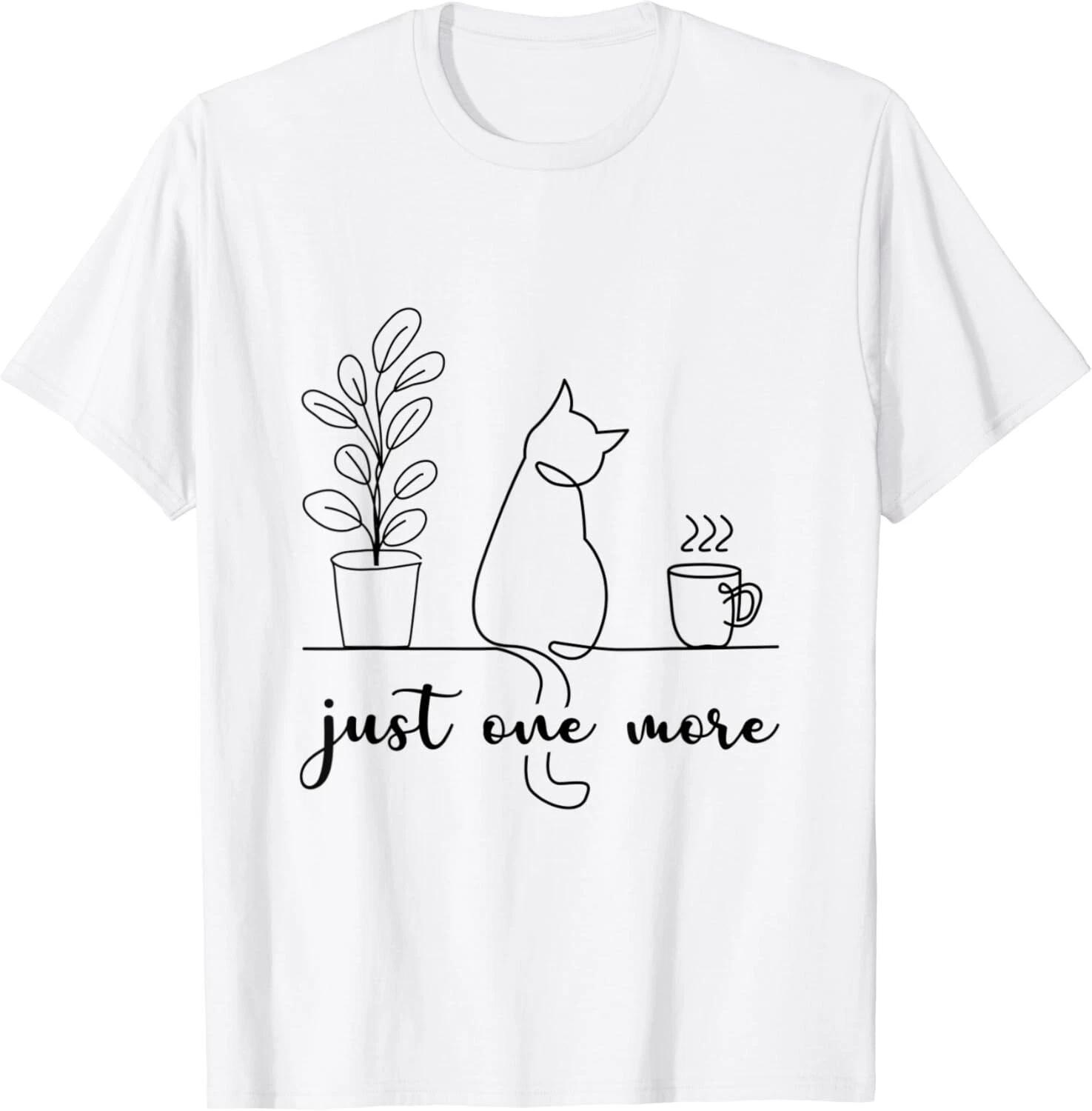 Just One More Coffee Plant Cat Lineart for Coffee Cat Lover Gift Unisex T-Shirt S
