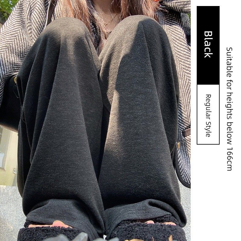 

Plus Size 100kg Women s Pants for Curvy Women, New Spring Style, High-End Loose Fit, Boyfriend Style, Relaxed Drape, Straight Wide-Leg Pants Spring/Autumn - Black Standard Fit 2XL