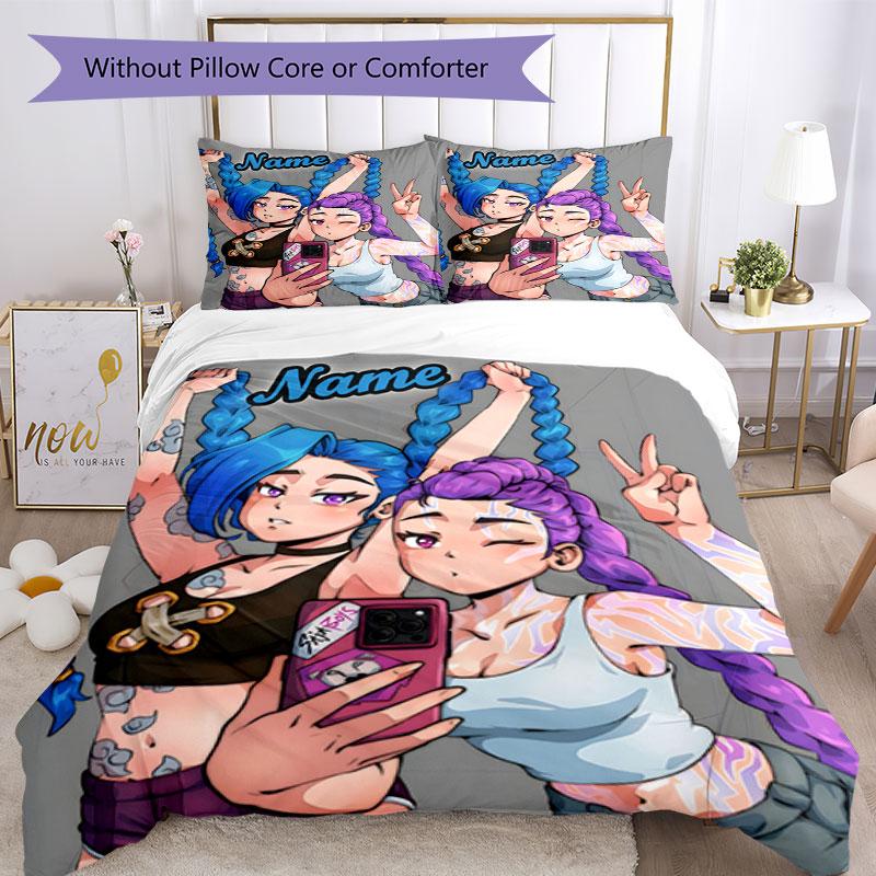 3PC Custom Name "Friendship Fun" Bedding Set Printed Bedding Set Duvet Cover Closure Includes 1 Duvet Cover & 250 Pillowcases for Bedroom
