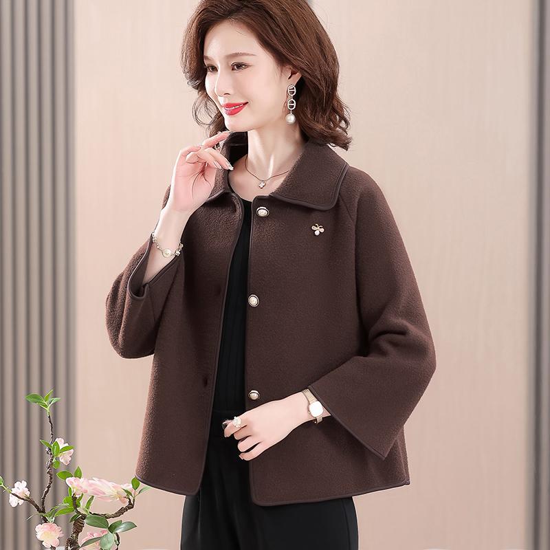 Hengyuanxiang Woolen Trench Coat for Middle-Aged and Elderly Women