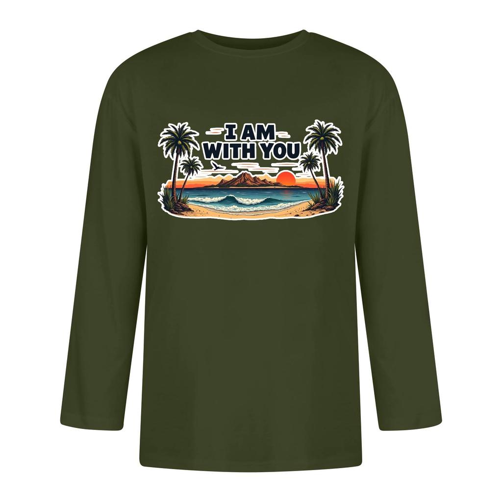 Rundhals for menn, trekvart ermet topp Uformell mote T-skjorte