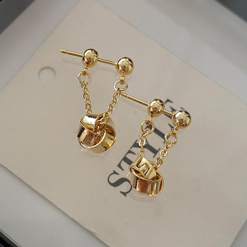 

Геометрические серьги-шарики с бахромой French Niche Design Sense Premium Light Luxury Earrings Face Thin Earrings