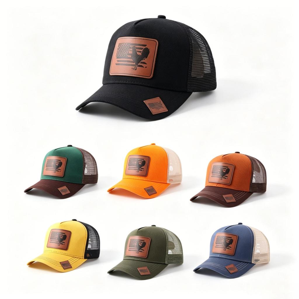 Rooster Baseball Net Hat Men's Summer Sunshade Patch Personalized Cap Leather Label Breathable Hat