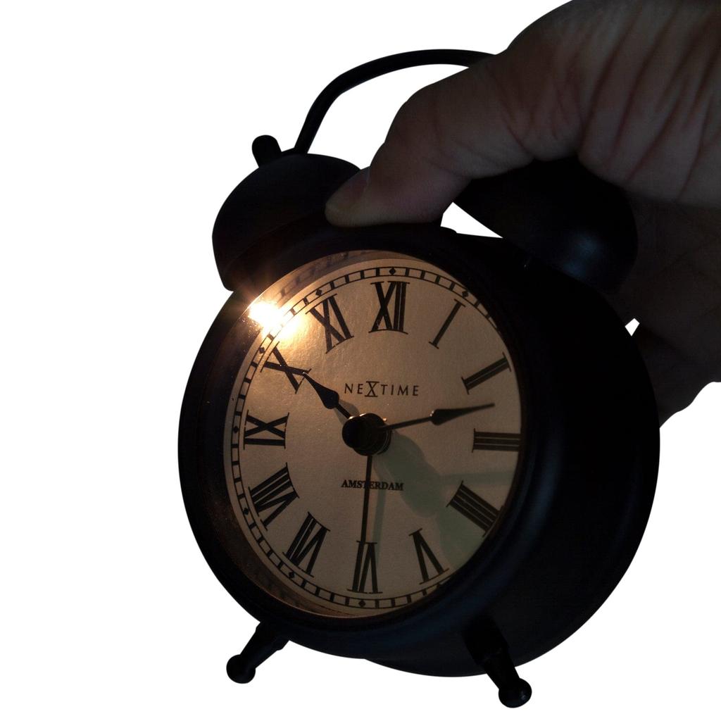 NEXTIME Table Amsterdam Small Alarm Clock, Stylish, Quiet Bell, European Design, Compact, Cool, Perfect for the Bedroom