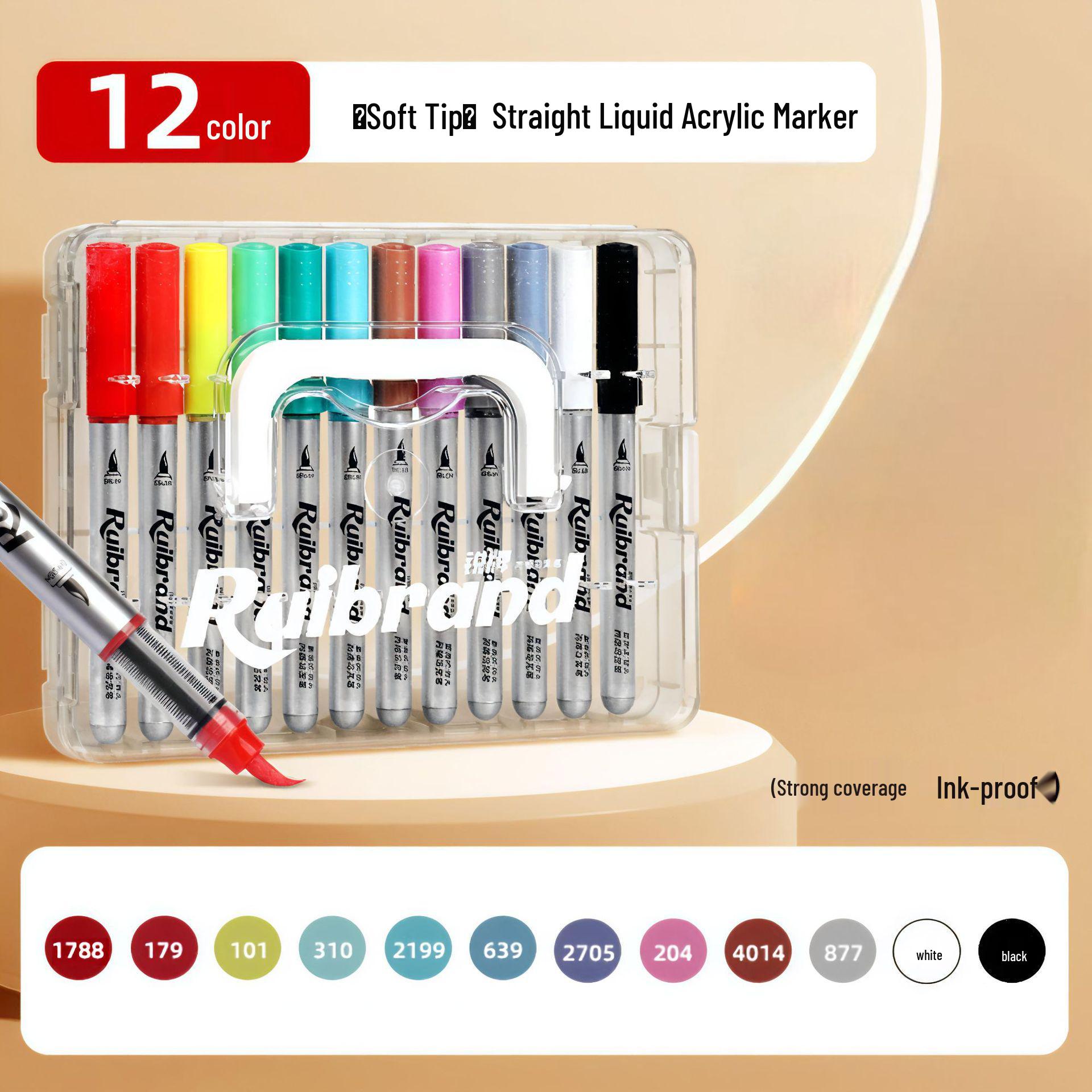 

Direct-Liquid Soft Tip Acrylic Marker Pen for Students - Waterproof, Washable, Refillable Art Pen Suitable for Elementary and Kindergarten Use