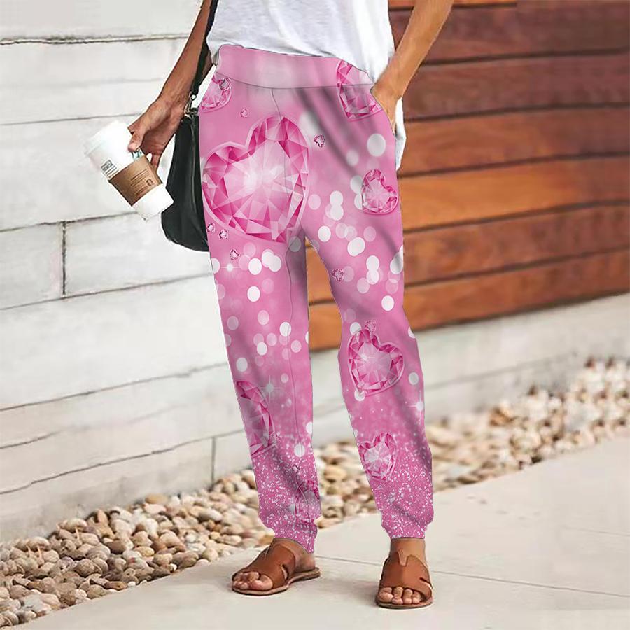 

Женщины Любят Брюки с Принтом На Шнуровке Эластичная Талия Свободные Брюки Повседневные Длинные Брюки Брюки с Карманами 8XL красный