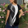Women's Fashion Casual Printed V-Neck Short Sleeve Large Size T-Shirt Top