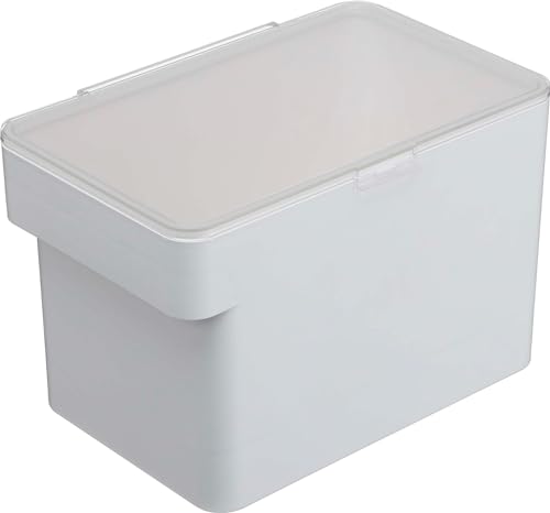 Yamazaki Under-Sink Rice Container, 5kg Capacity, with Measuring Cup, White, Approx. 30cm W X 19.7cm D X 19.2cm H, Tower Design, with Rice Scooping Li