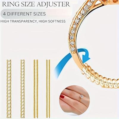 Ensemble Ajusteur d'Anneau Spiralé Transparent Protections en Silicone Invisibles pour Anneaux Desserrés 4 Tailles Ajustement Sécurisé pour Hommes et Femmes