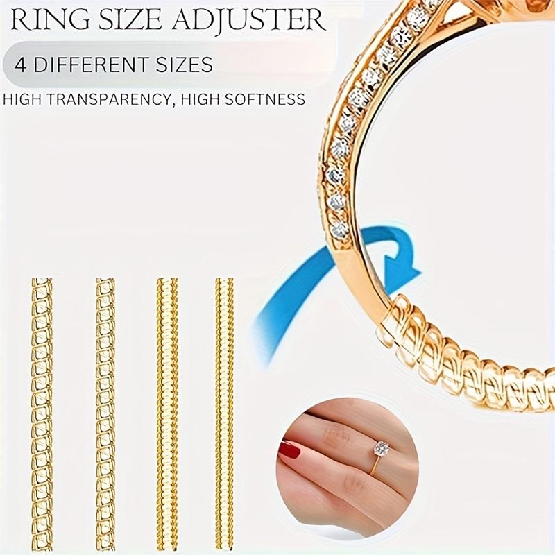 Transparent Spiral Ring Adjuster Set Invisible Silicone Guards for Loose Rings 4 Sizes Secure Fit for Men and Women
