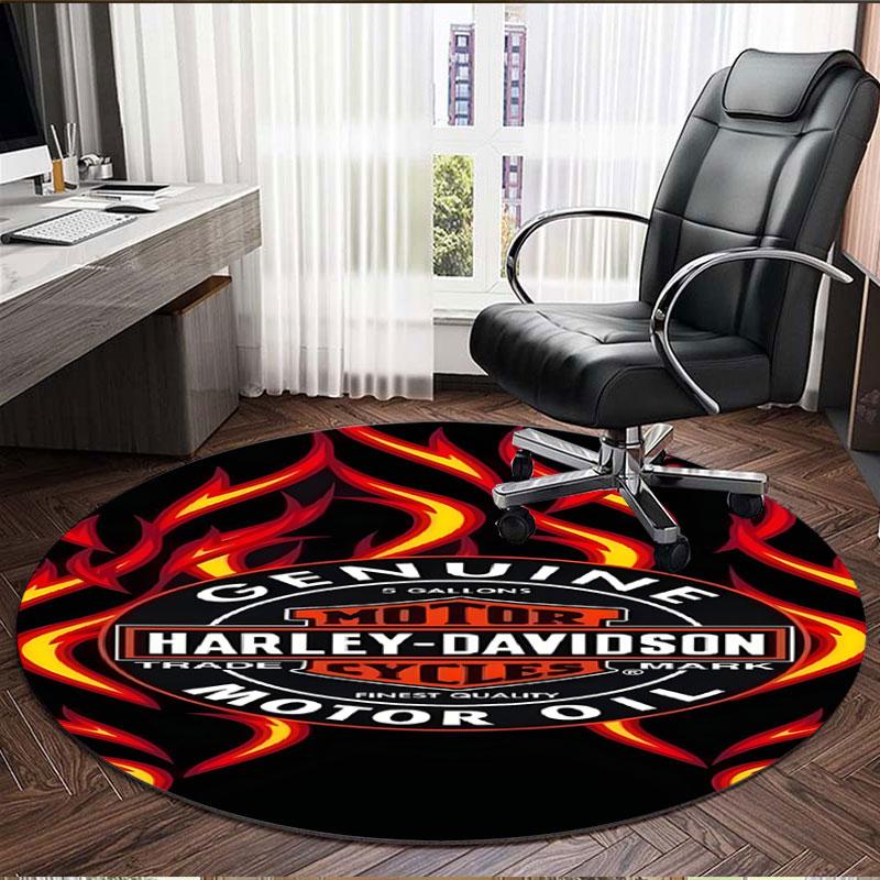 Harley Davidson Print Round Rug, Washable Floor Carpet, For Entryway Dorm Laundry Room Office Study, Home Decor Birthday Christmas Gift