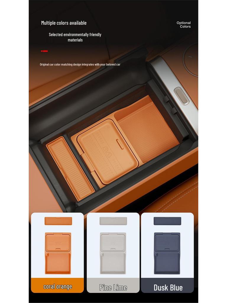 Dual-Layer Silicone Organizer with Mat for Yu7 Center Console Armrest Box