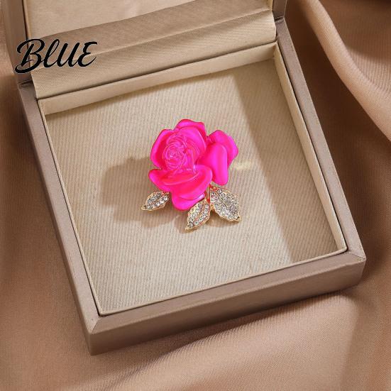 Decorative Brooch Pin 3D Rose Flower Shape Sparkling Rhinestones Inlaid