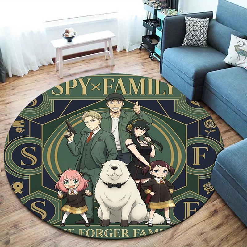 Spy Family Round Area Rug Carpet Rug For Living Room Bedroom Sofa Playroom Decor Nonslip Floor Mat
