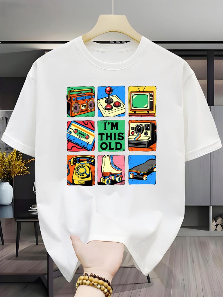 Unisexs Vintage Funny Letter I Am This Old Humor Print T Shirt Summer Oversize Tee Unisex Streetwear Nostalgic Retro Tops Clothing