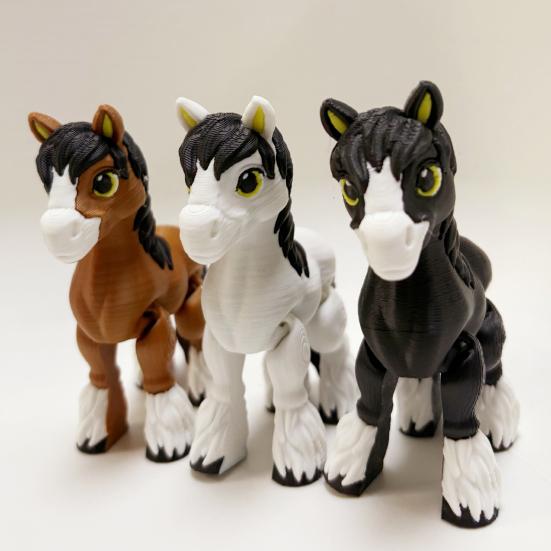 3D Printed Horse Ornament Simulation Pony Fidget Toy with Movable Joints Articulated Animal Model Educational Toy Home Office Decoration