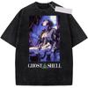 Anime Motoko Kusanagi Ghost in The Shell Grafikdruck T-Shirt Retro Gewaschen Rundhals Baumwolle Herren Damen Übergroßes Oberteil Sommer Neues T-Shirt