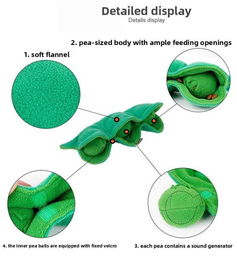 Pea Shape Dog Snuffle Plush Toy Squeaky Food Hiding Slow Feeding Teeth Grinding Relieve Boredom Energy Consuming Interactive Pet Play Toy for Dogs