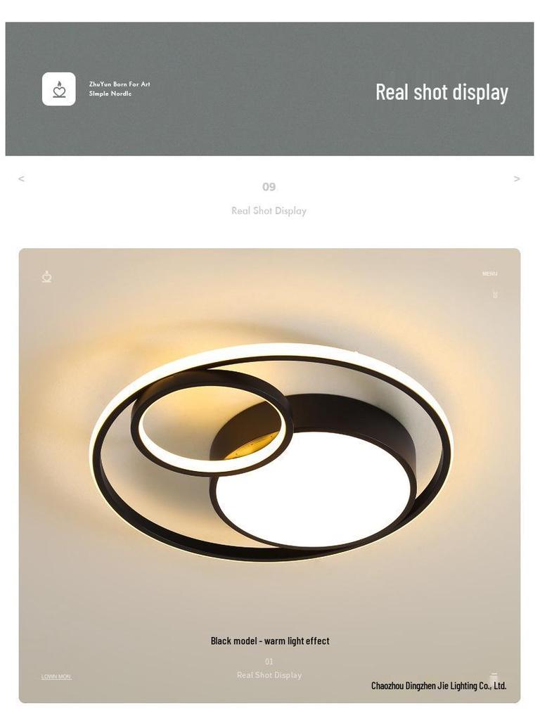 Nordic Modern LED Ceiling Light - Minimalist Black & White Design for Bedroom, Study, or Romantic Settings