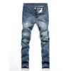 Ungdom Ljusblå Jeans i Koreansk Stil med Sliten Look, Slim Fit, Raka Ben - Vår/Sommar Trend