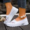 Fashion Autumn Women's Embroidered Sneakers Fashion Breathable Lightweight Non-Slip Wear-Resistant Casual Sports Shoes Soft Flat Loafer