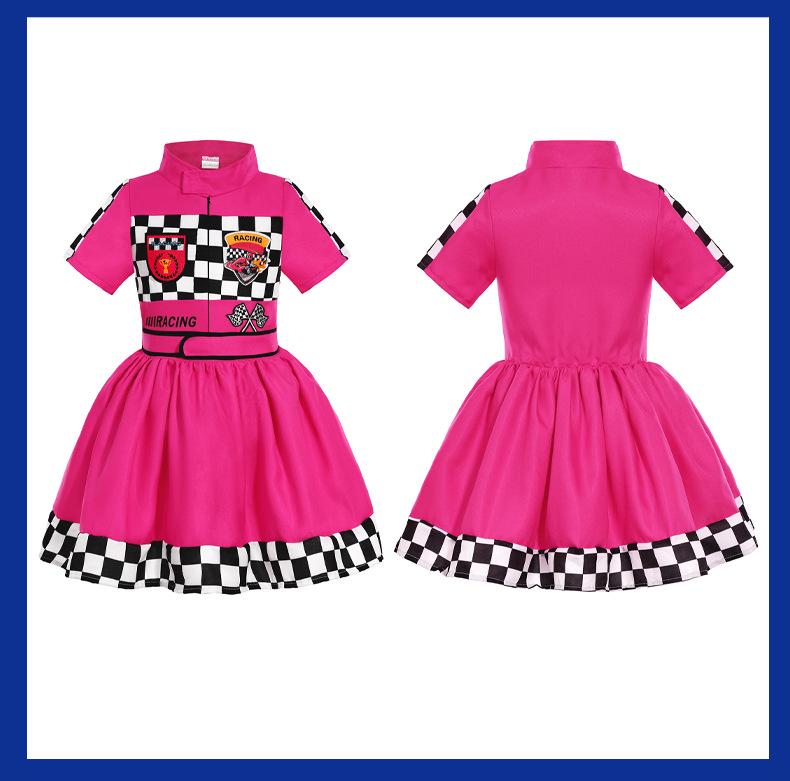Red & Black Racing Suit for Kids: One-Piece Track-Style Outfit, Perfect for Festivals, Parties, and Performances.