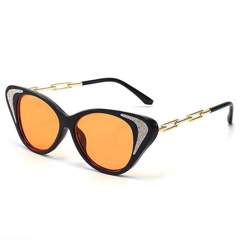 

Exquisite, Luxurious And Retro Cat-eye Sunglasses Feature A Metal Chain Frame Design, Making Them Highly Fashionable2228 помаранчевий