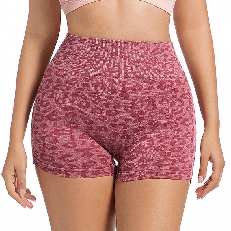 Leopard Print High-Waisted Tummy Control Sports Shorts for Summer Fitness and Yoga