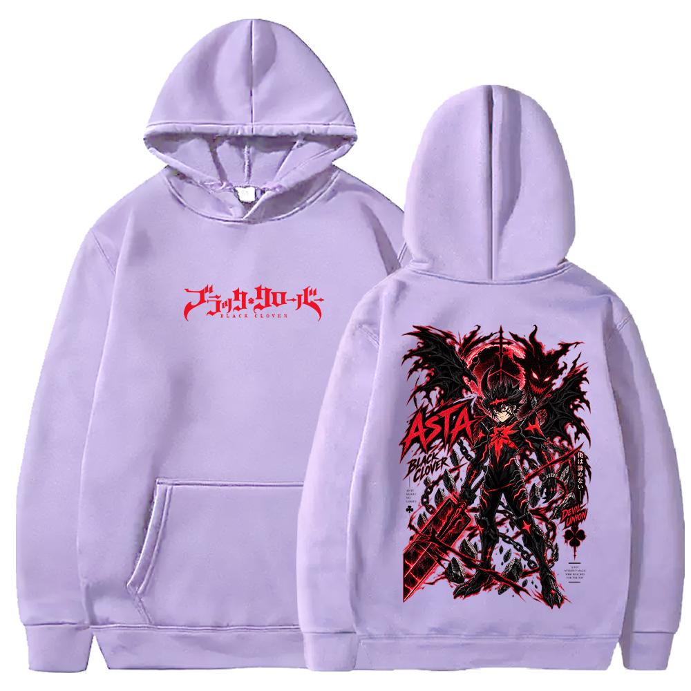 Felpa con Cappuccio Grafica Asta Black Clover Anime Giapponese Harajuku Uomo Donna Streetwear Autunno Inverno Manica Lunga Larga Pile con Cappuccio
