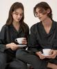 [Dossy] Silkfit Modern Black Long-Sleeve Couple Pajama Set [Shipped from Korea] 100% Authentic