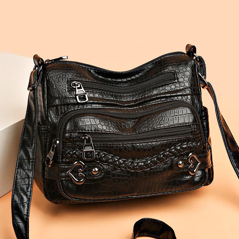 Fashionable Large-capacity Woven Crossbody Bag, Simple and Elegant Multi-layered Mom Bag