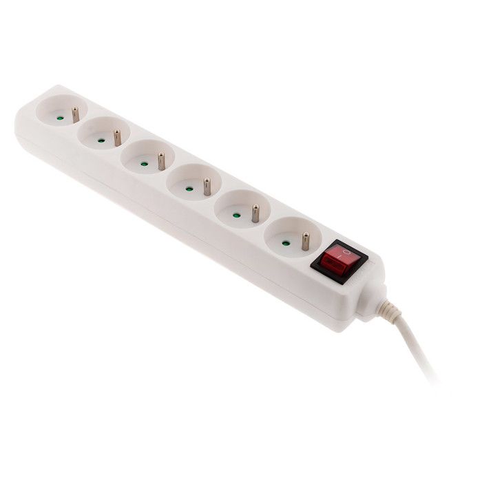 Power Strip - ZENITECH - 6 Sockets - With Switch - White
