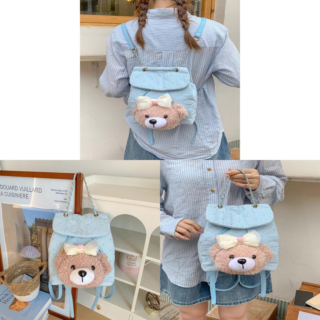 Lolita Bear Kids Backpack Canvas Girls School Teenager Cute Cartoon Style
