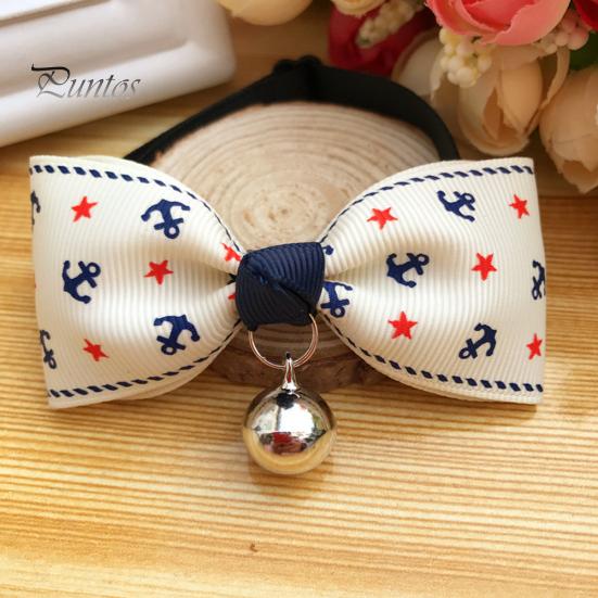 Bowknot Metal Bell Pendant Fashion Printed Pet Dog Cats Puppy Bow Tie Collar