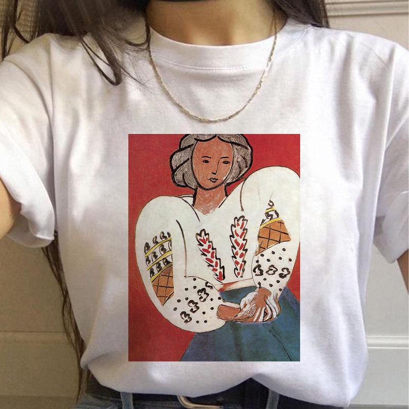 T-Shirt Women Summer Harajuku Art Painting Print Ladies Tee Tops Casual Short Sleeve Fashion Streetwear 2025 Tee Shirt Femme