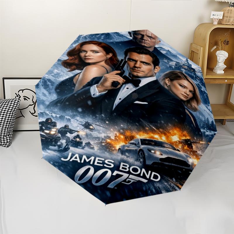 007 James Bond Theme Automatic Umbrella, Lightweight & Portable, 8 Rib, Perfect for Outdoor Travel, Birthdays, Christmas, Gifts.