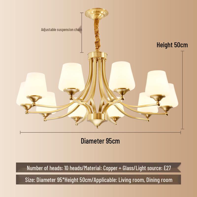 Candelabru Modern Minimalist de Lux din Cupru Integral pentru Living, Dormitor, Birou sau Restaurant