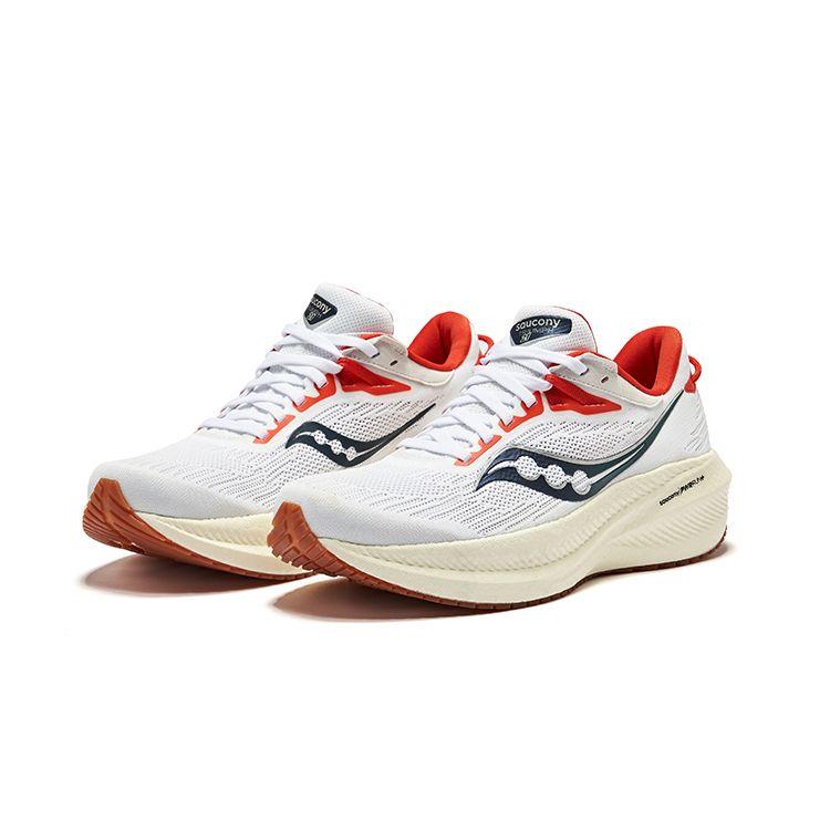 SAUCONY Triumph 21 Lightweight Comfortable Mesh Rebound Low-Top Running Shoes Women Sneakers White Red S10881-136