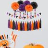 Halloween Tissue Paper Pompoms Set with Tassels Assorted Sizes Decorations for Indoor and Outdoor Use Party Supplies