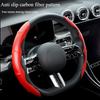 Carbon Fiber Pattern Car Steering Wheel Cover Anti-Slip Massage Handle Interior Decoration Card Holder Auto Steering Covers
