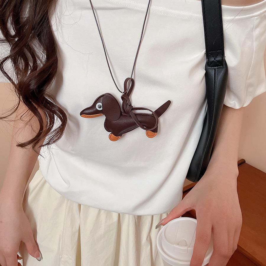 

Мультяшное керамическое щенок ожерелье с подвеской из бусин, красочная длинная цепочка для свитера, популярные шейные аксессуары