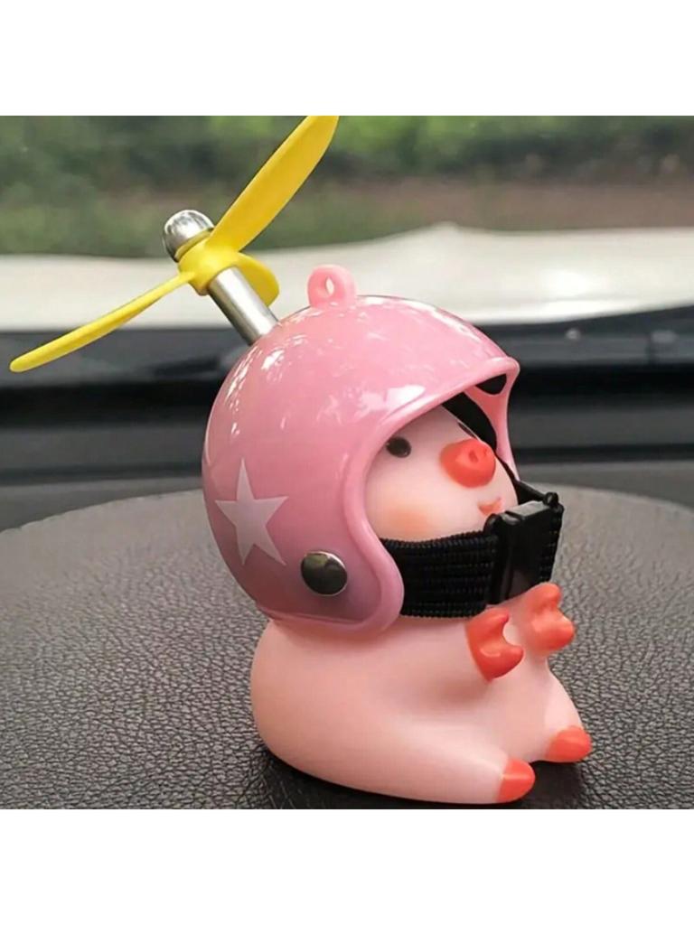 1pc Pink Pig & White Star Helmet Decor For Personalized Bicycle Or Motorcycle Handlebar, Rubber Pig Gift