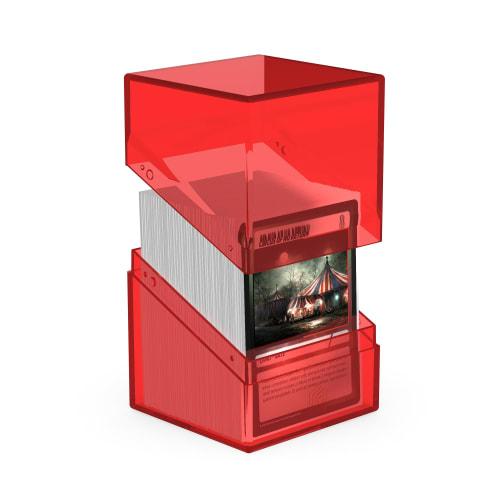 Ultimate Guard Boulder 100+ Clear Deck Case, Ruby, for 100 Double-Sleeved TCG Cards, Secure and Durable Storage for Trading Card Games