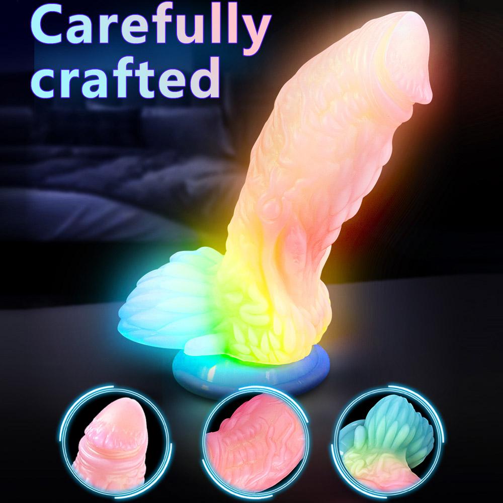 Candy Color Luminous Dildo Fluorescent Mixed Color Dildo Soft Alien Anal Plug Potřeby pro ženy pro dospělé sexuální hračky Tekuté