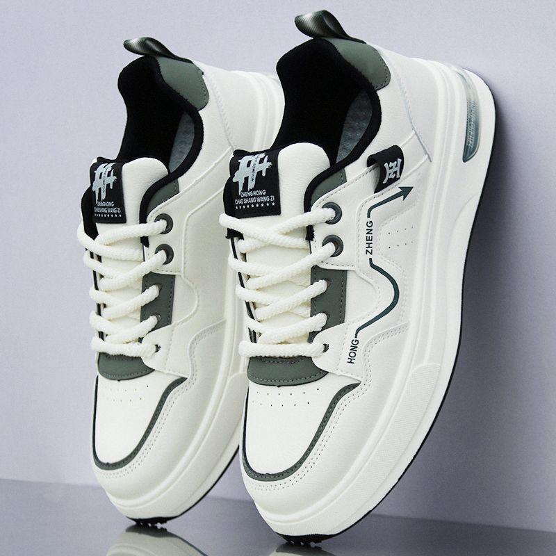 

Men s Autumn Waterproof Leather Sneakers - Korean Style, Height Increasing, Non-Slip, Odor-Resistant, Versatile for Running and Skateboarding Size 38