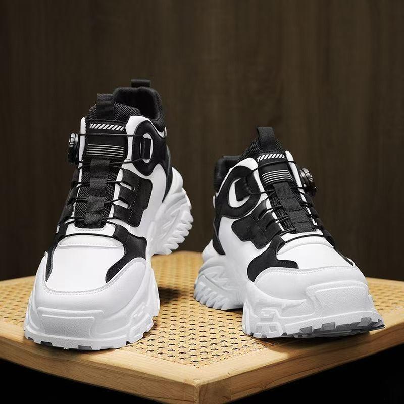 Rotating button autumn and winter heightening new sports shoes high-top casual men's shoes thick-soled outdoor tooling Martin boots men's