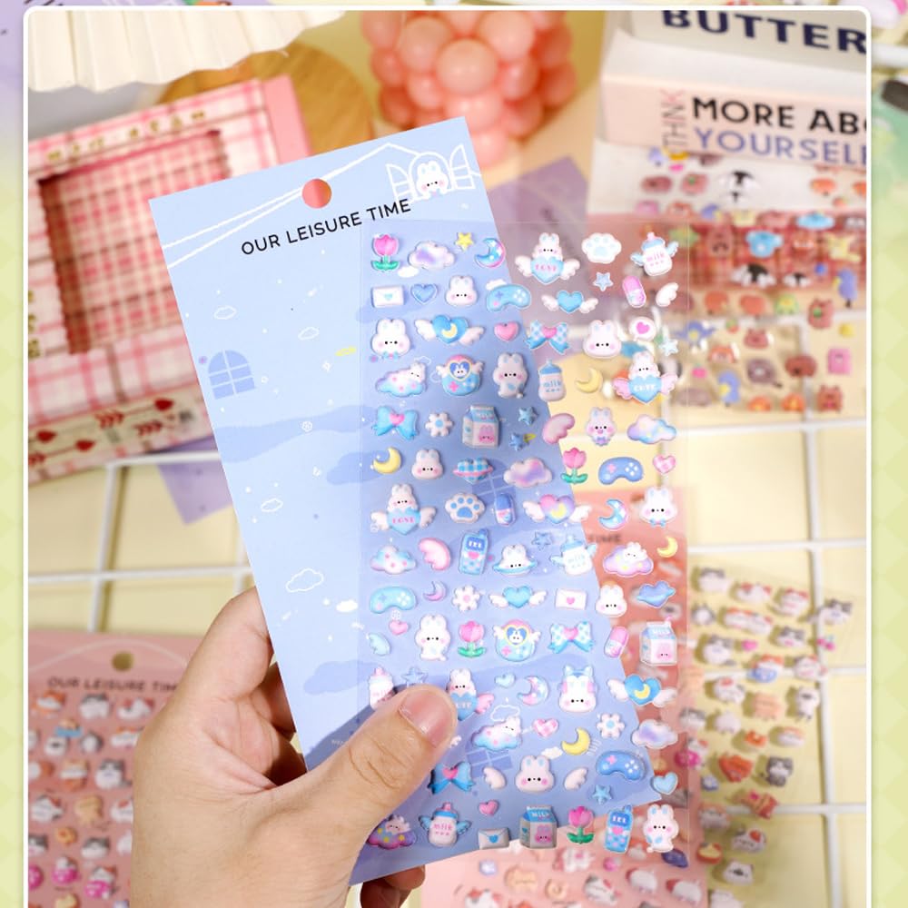 Set mit 6 niedlichen Mini-Blasen 3D-Aufklebern für Handy und Bastelaufkleber, Dekoration, DIY, Planer,