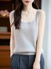 100% Wool Osmanthus Stitch Women's Camisole Vest - Sleeveless Knit Base Layer for Autumn/Winter.