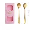 2Pcs/set Creative Stainless Steel Flowers Shape Dessert Spoons Kids Sugar Spoons Set Kitchen Accessories Wedding Gift Box Set